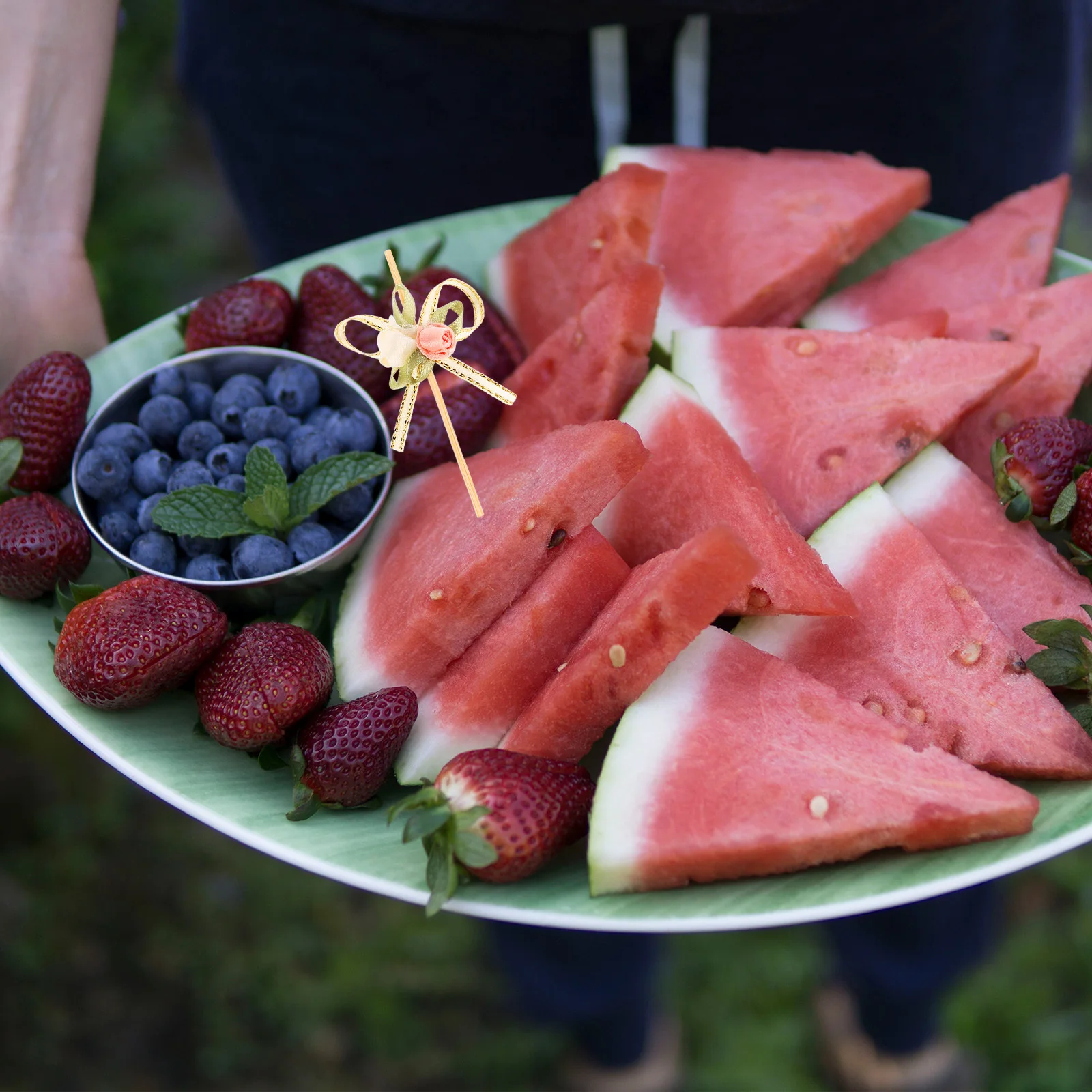 

100Pcs Butterfly Bow Fruit Picks Premium Disposable Mini Skewers for Cake Topper Dessert Tray Wedding Bridal Shower Decoration