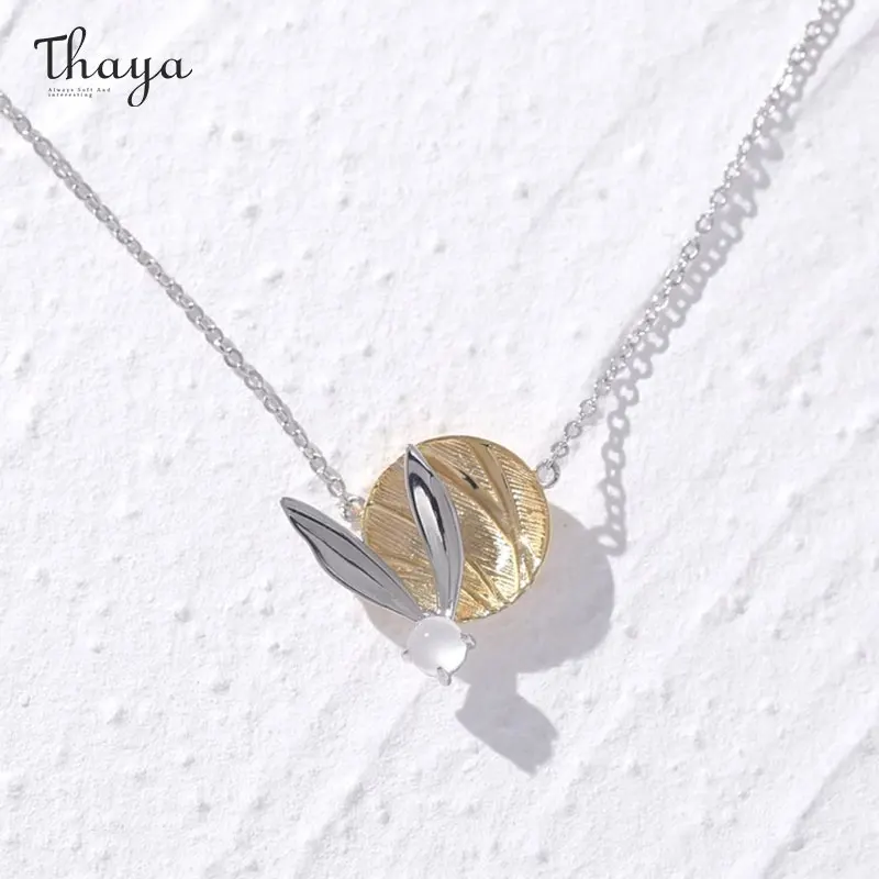 

Thaya Original Design S925 Silver Pendant Necklace Moon Rabbit Fashion Choker Party Engagement Necklace for Women Fine Jewelry