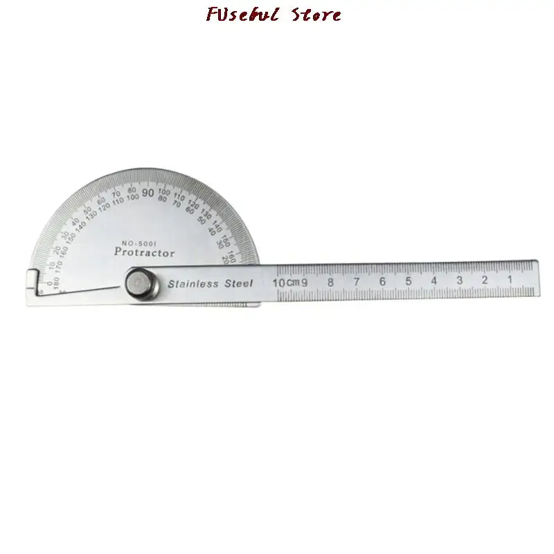 180 Degree Protractor Metal Angle Finder Goniometer Angle Ruler Stainless Steel Woodworking Tools Rotary Measuring Ruler 1Pcs