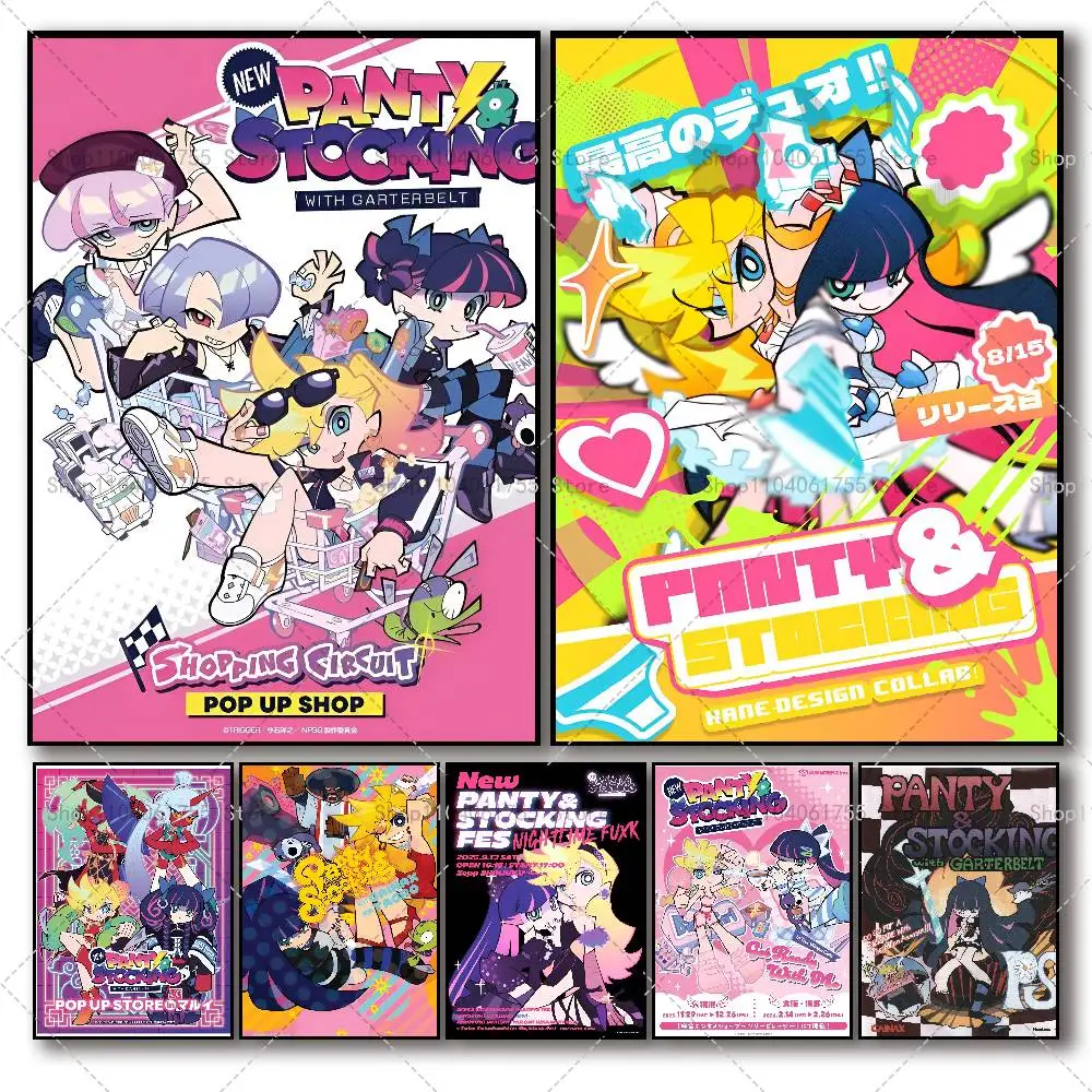 Anime P-Panty And Stocking Posters High Quality Self-adhesiv