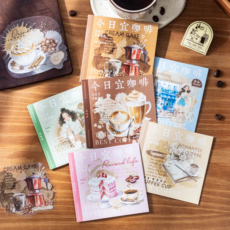 

10 Pcs Coffee theme Vintage Collage Scrapbooking Label Decorative Sticker Pack Diary Album Journal Stationery Planner Supplies