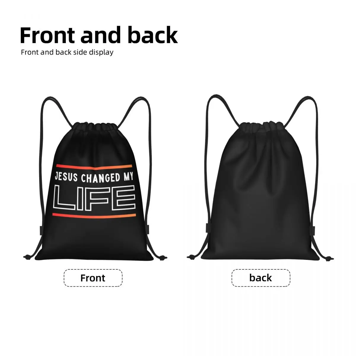 Custom Jesus Changed My Life Christian Drawstring Backpack Bags Women Men Lightweight Gym Sports Sackpack Sacks for Shopping