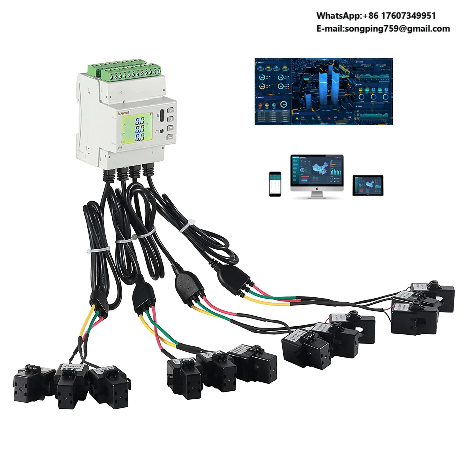 Acel ADW210-D24-4S Din Rail Type Multi-loop Power Instrument Four Circuits Three Phase Energy Meter