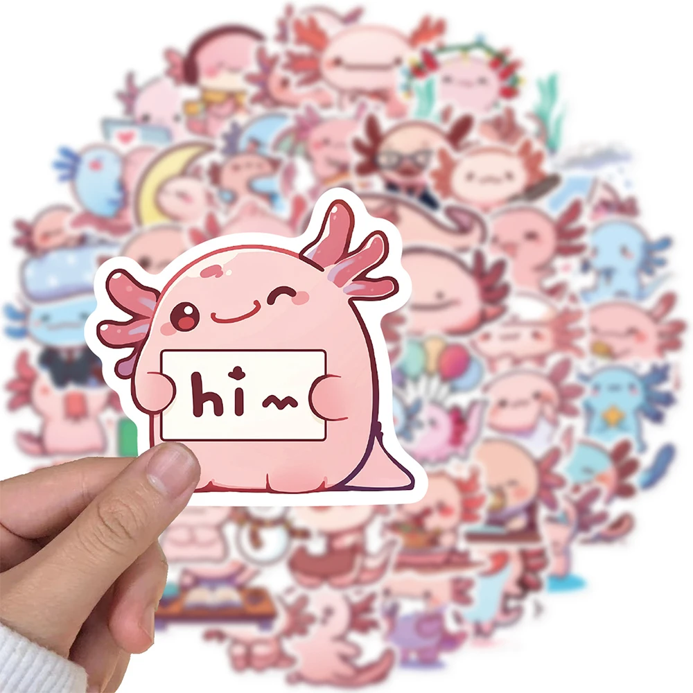 10/30/50pcs 재미 있은 Axolotl 만화 동물 스티커 귀여운 장식 전사 술 DIY 물병 전화 가방 Kawaii 스티커 어린이 장난감