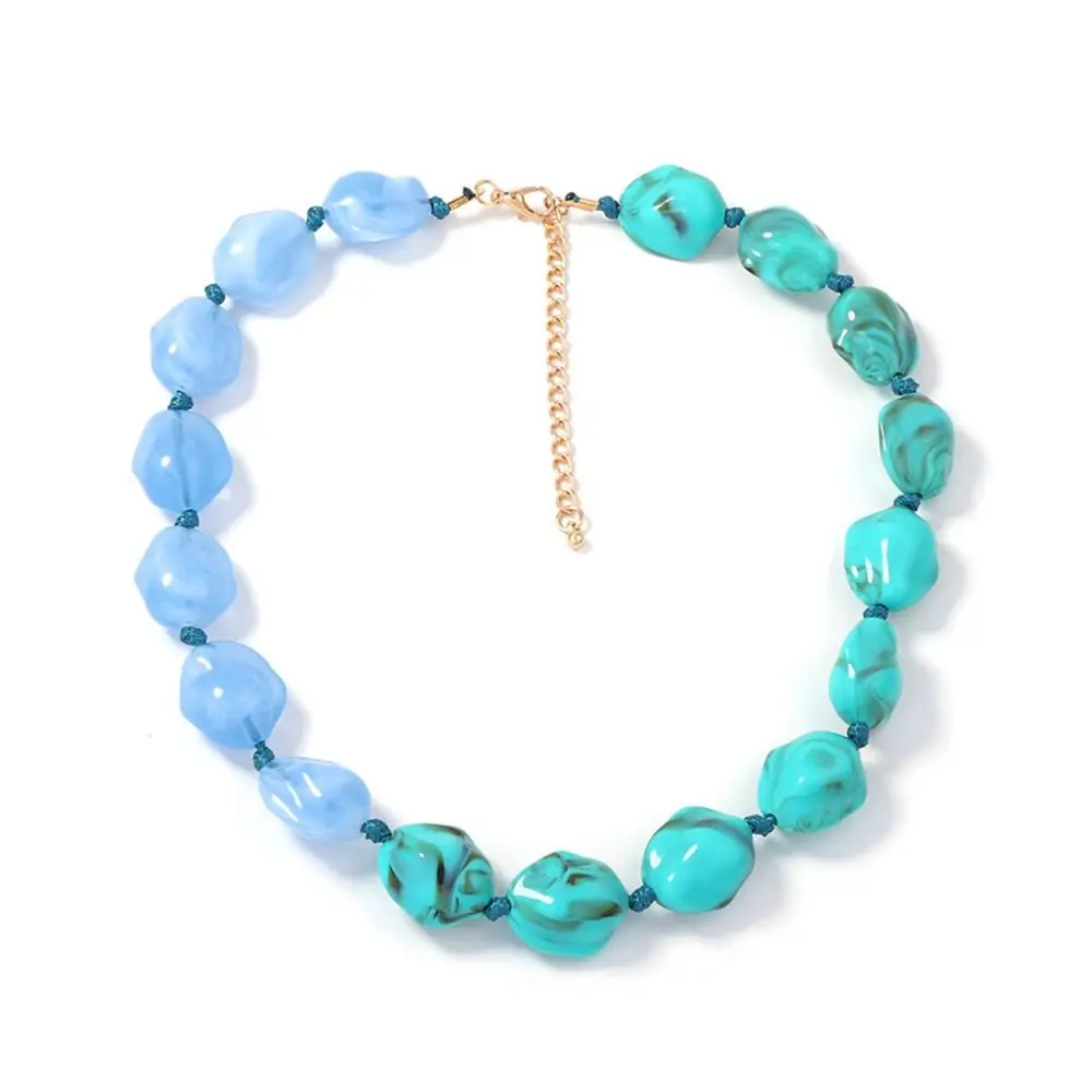 Fashionable Simple Exaggerated Beaded Geometric Patchwork Short Multi-color Choker for Women Girls