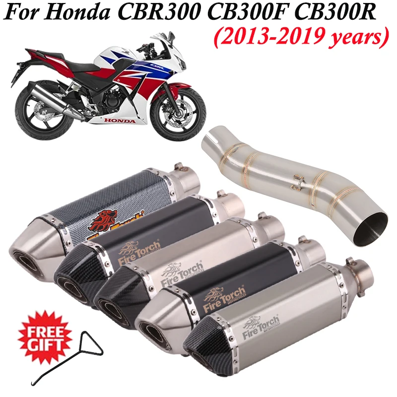 Slip On For Honda CBR300 CB300F CB300R 2013 - 2019 Motorcycle Exhaust Escape Modified Middle Link Pipe 51mm Muffler DB Killer