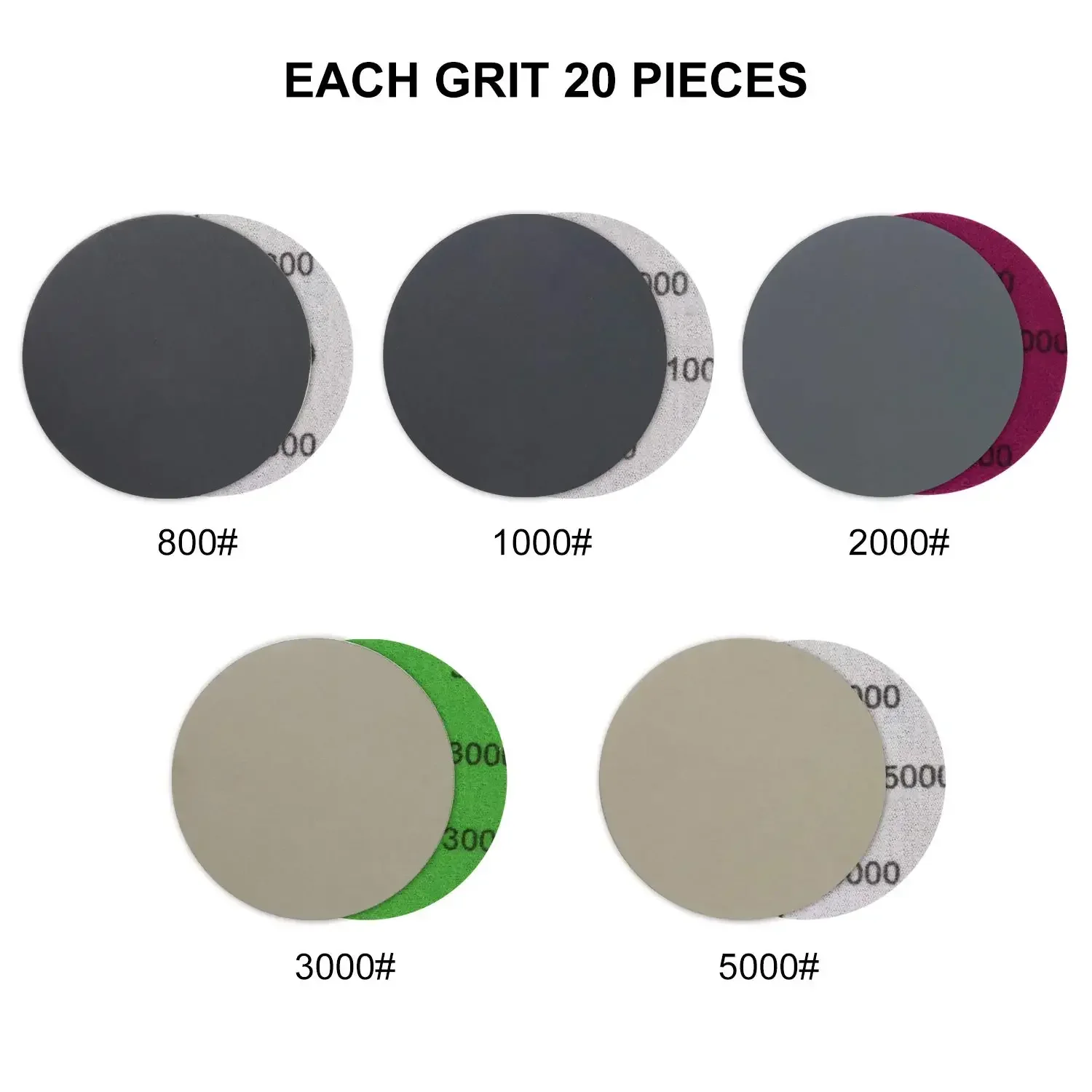 3 Inch Wet and Dry Sanding Paper 102 Pcs Assorted 800-5000 Grit Silicon Carbide with 1/4 inch Shank Sanding Pad Buffering Pad