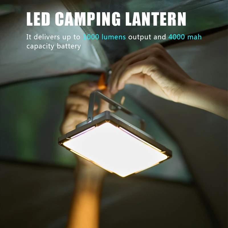 Luzes de acampamento conduzidas portáteis, impermeável, IPX6, SMD, recarregável, luzes suspensas ao ar livre, luz de preenchimento, iluminação de