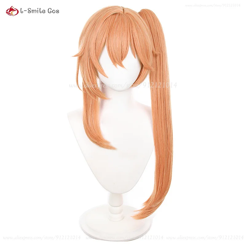 Spiel Anime Perücke Stern Schiene Guangzhou Cosplay Perücke 70cm Orange mit Pferdes chwanz Frauen Anime Perücke hitze beständige Kunst haar Perücke Kappe