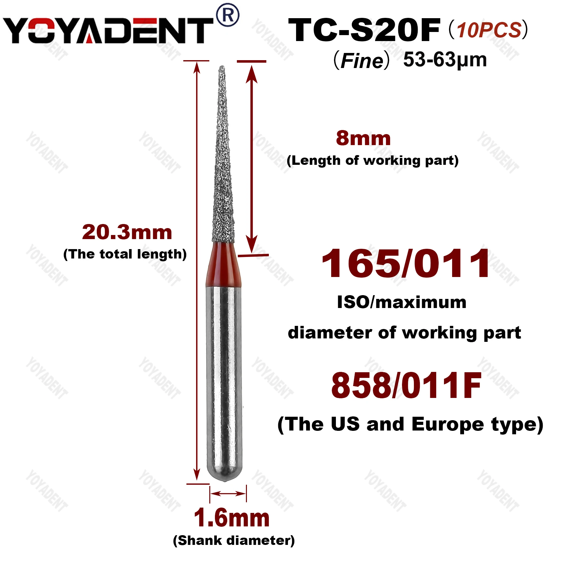 TC Type Fine/Extra Fine Dental Diamond Burs Dentistry Strawberries For High Speed Turbines Dentist Accessories 10Pcs/Pack