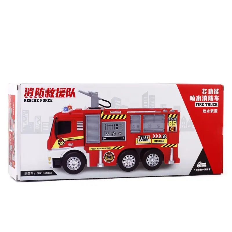 Water spray fire truck toy truck firetruck large alloy light music parking lot track car boy toy car children\'s gift