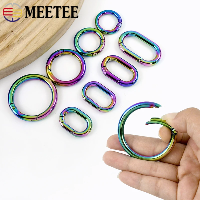 

5/10Pcs Meetee 10-50mm Openable Metal Buckles O Ring for Keychain Spring Carabiner Clip Bag Strap Snap Hook Hardware Accessories