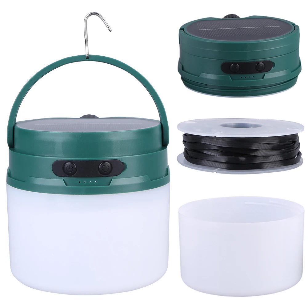 Solar Camping Lantern with String Lights Hanging Tent Light Rechargeable Camping Light for Hiking Power Outage