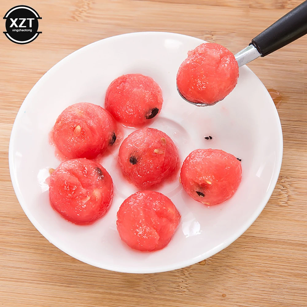 2in1 Dual-head Fruit Ball Carving Knife Kiwi Fruit Waterlemon Scoop Melon Digger Fruit Jar Mashed Potato Baller Ice Cream Spoon