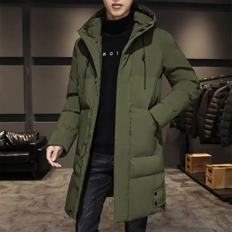 

Men's Thickened Large Size Cotton Jacket M-8XL Mid-Length Down Filled Warm Winter Outerwear Loose Fit Hooded Coat