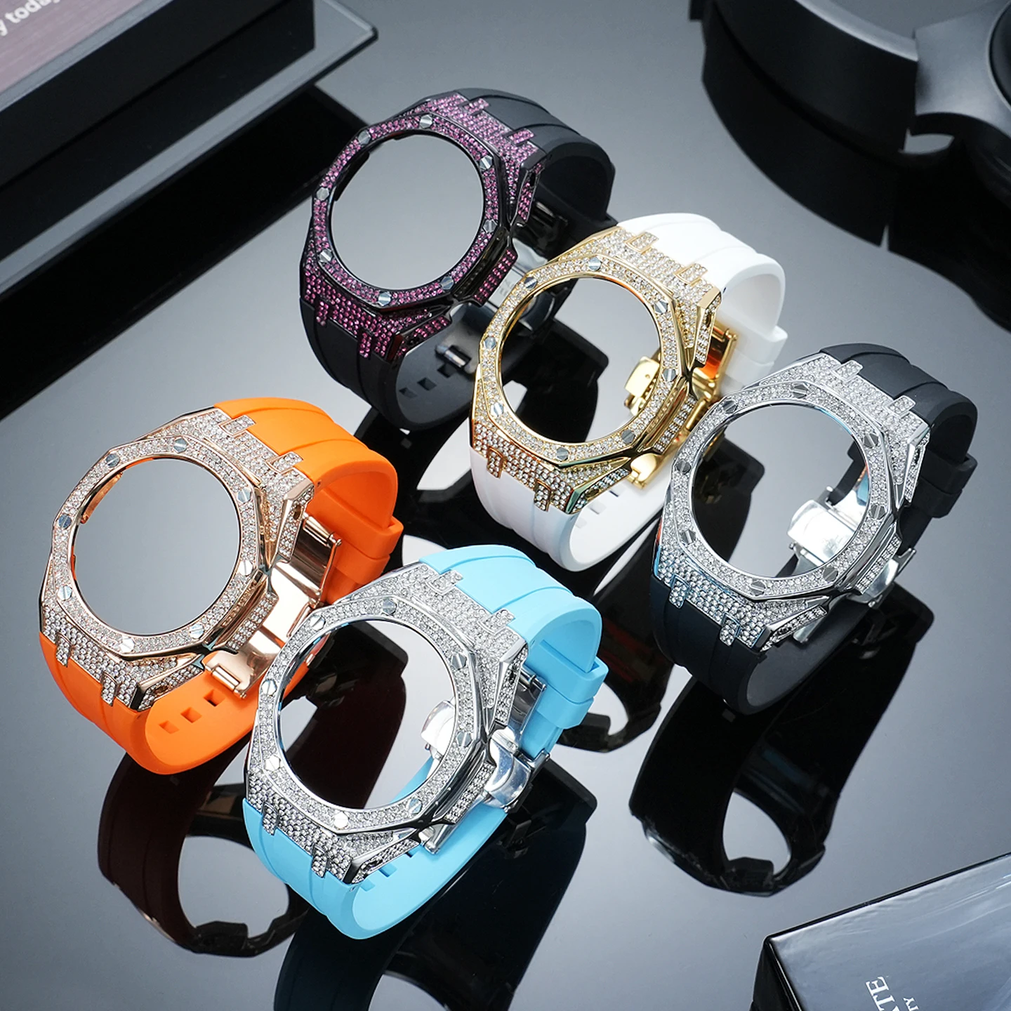 GMA-S2100 Mod Kit For Casio G-SHOCK GA-2100/GA2110 GA-B2100 Modified Sports Strap GMA-S2110Diamond Studded Metal Case Band