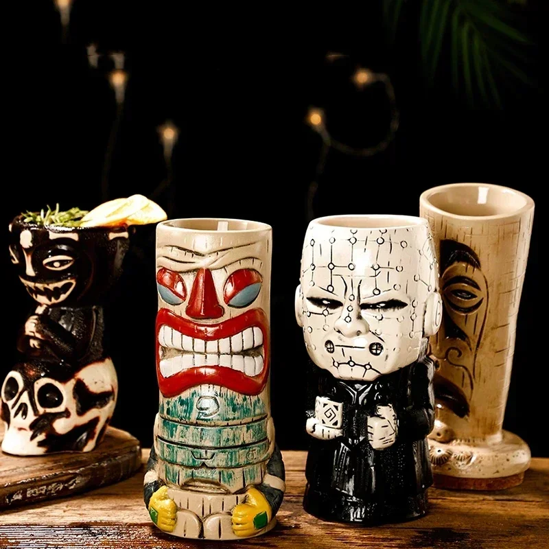 Ceramic Bar Hawaii Tiki Mugs,Cocktail Beer Glass,Martini Glasses,Beverage Mugs,Creative Funny Cup,Coffee Cups,Home Decor Gift