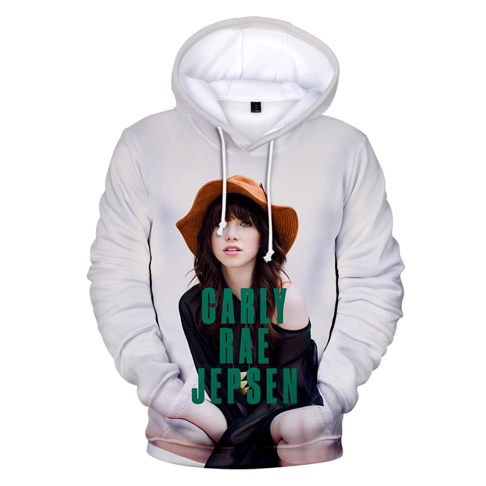 Carly Rae Jepsen Hoodie pria dan wanita, baju bertudung lengan panjang penyanyi Pop Amerika gaya kasual 3D