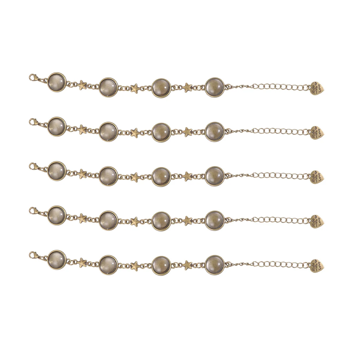 

5Pcs Bracelet Blank Charms DIY Alloy Pendant Set Retro Craft Jewelry Making Kit for Women DIY Lovers Special Gift