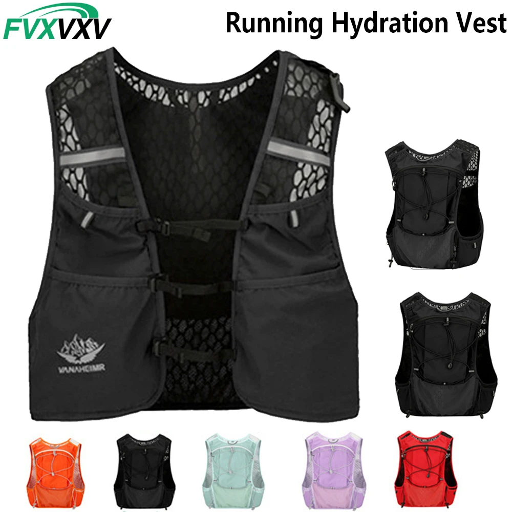 1 Gilet de course pour femmes et hommes, sac à dos d'hydratation léger avec poche étanche pour téléphone, sac respirant pour la randonnée
