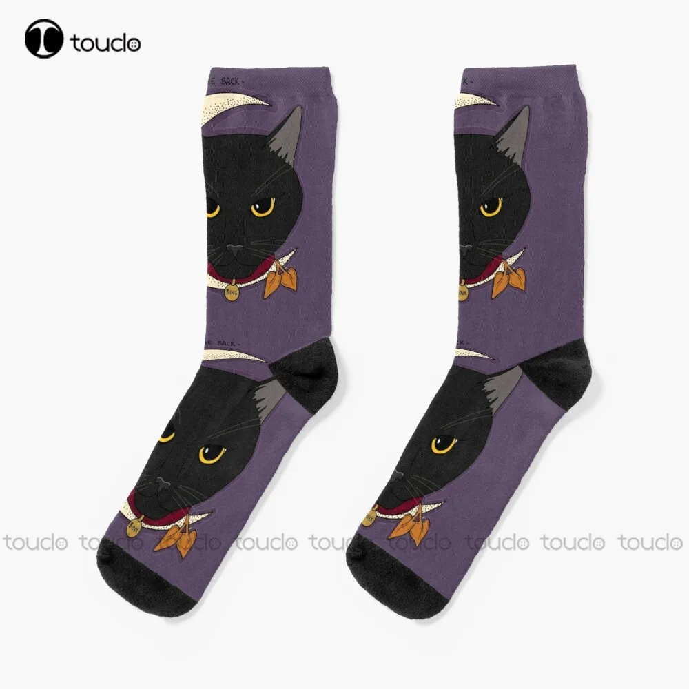 Binx Hocus Black Cat Spell Socks Halloween Womens Cotton Socks Street Skateboard Socks Custom Gift Street Skateboard Socks