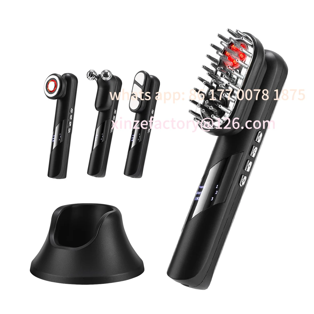 Customizable Vibration Massage Comb Anti Hair Loss 4 in 1 Beauty Device Skin Lifting & Firming Portable Scalp