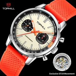 TOPHILL Fashion Watch Men Chronograph 1963 Mechanical Watch with Seagull Movement ST1901 40mm Sapphire Dial Luminous Wristwatch