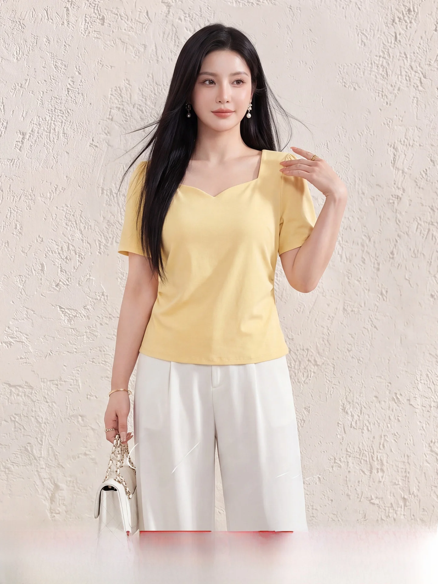 

plus Size Women's Heart Collar Slim Fit Short Sleeve T-Shirt Multi Color Summer New Arrival Comfortable Polyester Fiber Casua...
