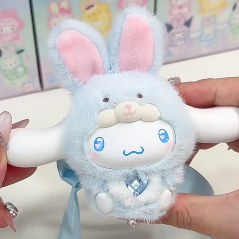Caja ciega Sanrio Diamond Bunny Baby Series, bonita bolsa de felpa de vinilo, colgante, muñeca, caja misteriosa, juguetes de moda, regalos de cumpleaños
