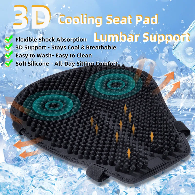 Soft Silicone Summer Cooling Seat Cushion for Motorcycles & Electric Vehicles, Universal Breathable Heat‑Insulated Pad With - view 2