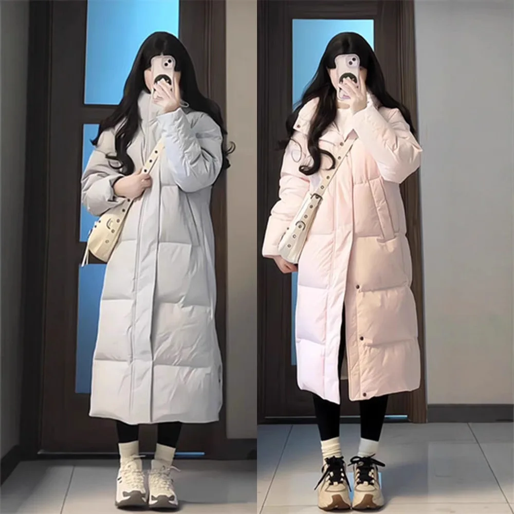 

Long Over the Knee Mid Play Down Jacket for Women in Winter 2025 New White Duck Down Thick College Style Couple Loose Jacket