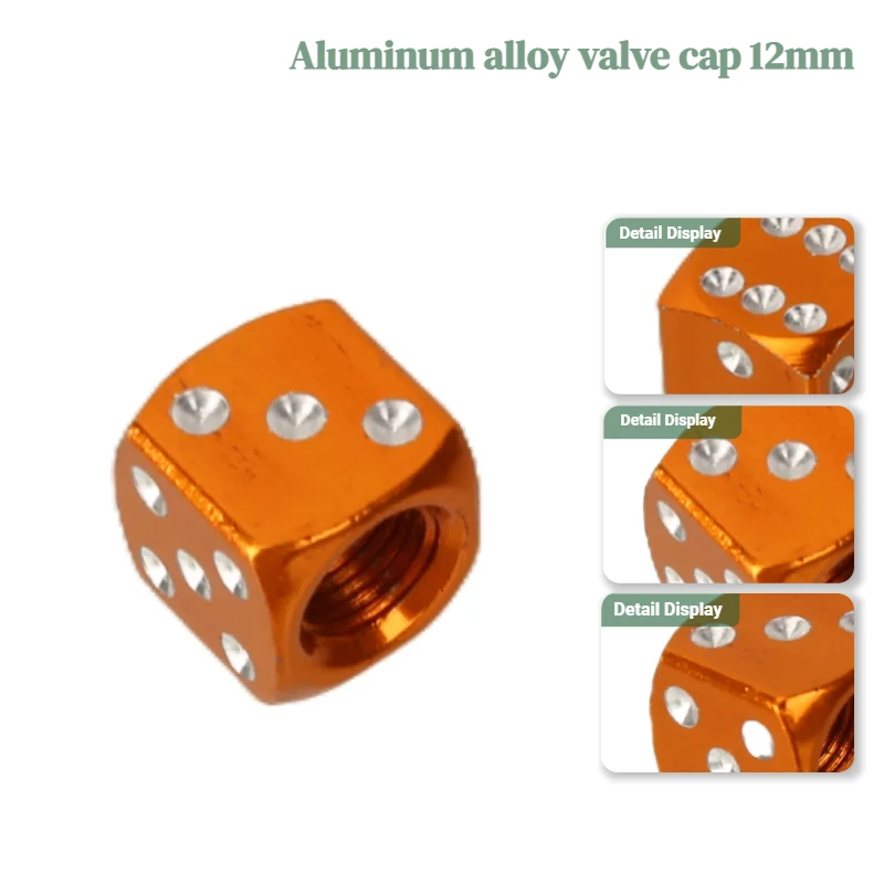 12mm Aluminum Alloy Dice Valve Caps - Universal For Motorcycle Go-Kart & All Tires! Stylish & Durable Scooter ATV tiretyreskart