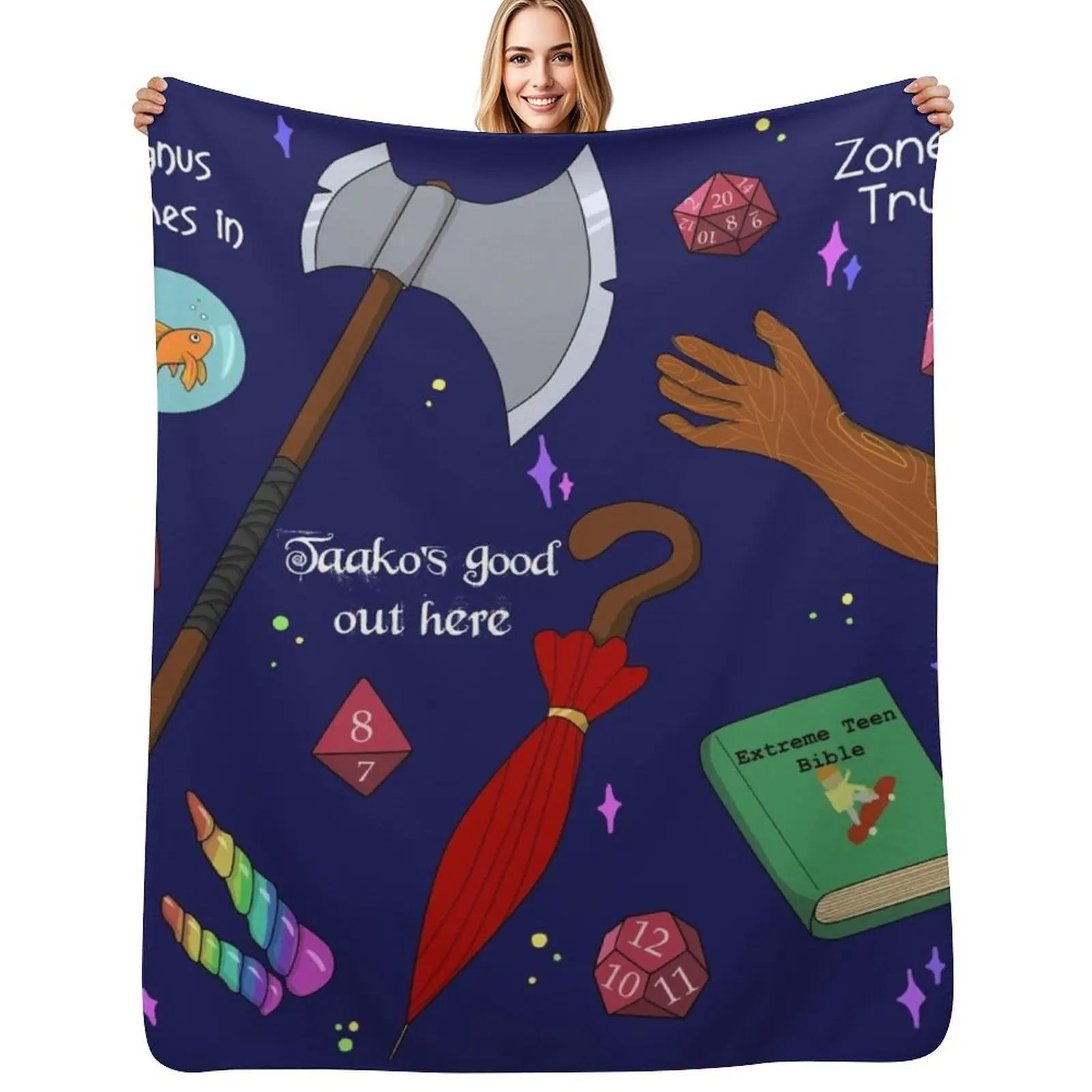 

TAZ Pattern in Blue Throw Blanket Multi-Purpose blankets and throws valentine gift ideas Blankets