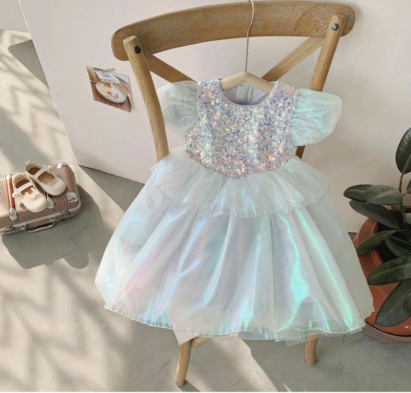 Mädchenkleid Märchen-Rollenspiel Sommer Neues Mesh-Modekleid Kleine Prinzessin Weihnachts-Geburtstagsgeschenk 2-8 Jahre Kinderkleidung – Detail 9