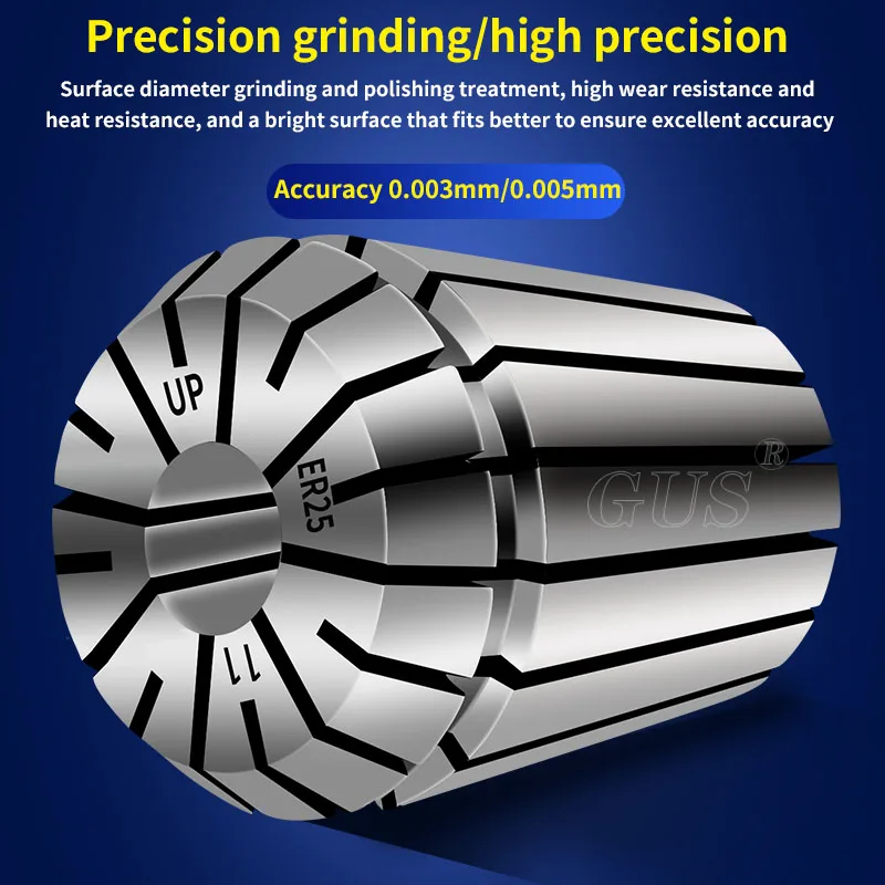 Hochpräzise ER11 ER16 ER20 ER25 ER32 ER Spannzangenfutter 0,003mm 0,005mm CNC Graviermaschine Fräswerkzeughalter Drehmaschine – Detail 6