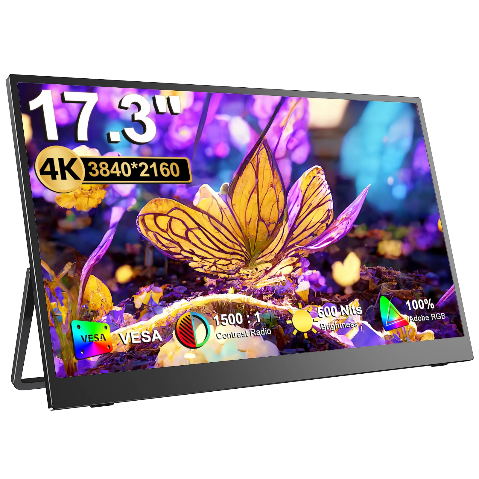 

Портативный монитор EVICIV 17,3'' 4K 500 нит 100% AdobeRGB UHD FreeSync HDR IPS динамики Eye Care внешний экран для ноутбука ПК Xbox Switch PS4/5