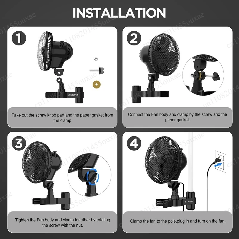 

Portable Auto Swing Clip-on Cooling Fan Multi-scene Use For Grow Tent Bedroom Outdoor Camping Air Circulation