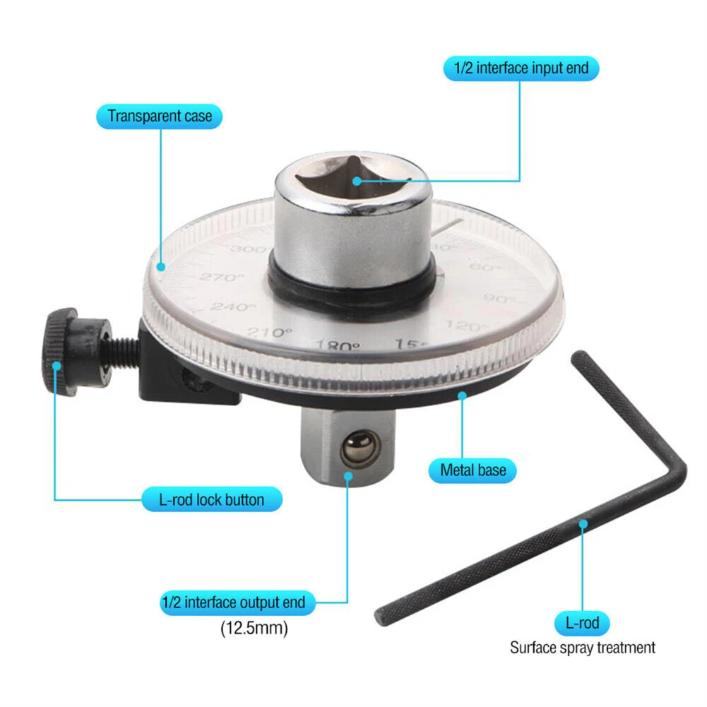 1/2 Inch Torque Wrench, Digital Torque Wrench With Transparent Shell, L-shaped Rod Wrench, Non-slip 360 Degree Torque Adapter