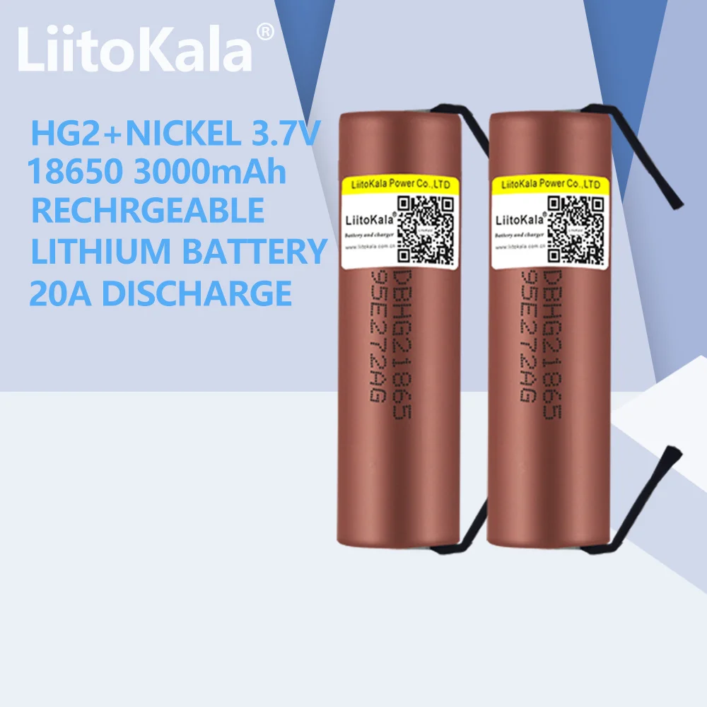 20PCS Liitokala New Original HG2 18650 3000mAh battery 18650HG2 3.6V discharge 20A dedicated For hg2 Power Rechargeable battery