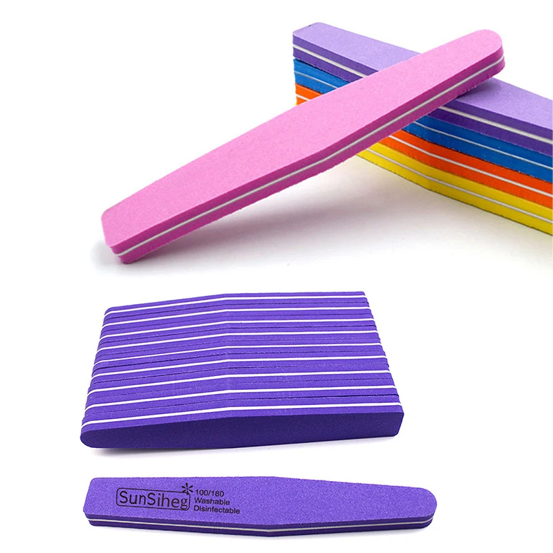 10Pcs Double-sided Nail File Blocks Colorful Sponge Polish Buffing Sanding Buffer Strips Polishing Pedicure Manicure Tools