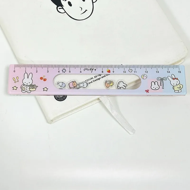 15cm Hot Kawaii Miffy Series Acrylic Ruler Cute Cartoon Character Creativity Printing Pattern Ruler Stationery Reward Gift