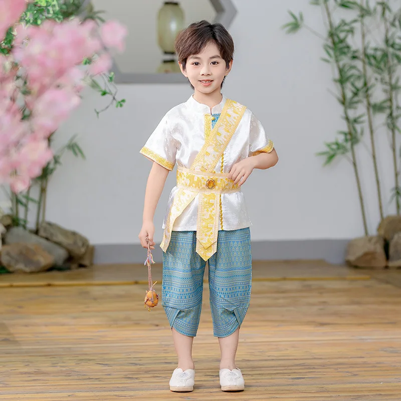 Boy Girl Dai Clothing Water Splashing Day Children's Ethnic Clothing Dai Performance Clothing Set Stage Performance Dress Up