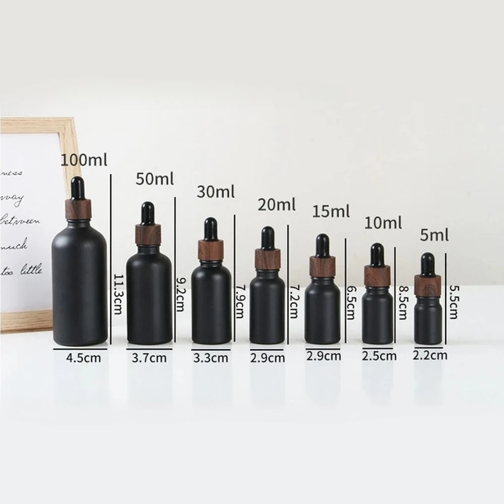 20 Stück 5/10/15/20/30ml Mattschwarze Glas-Tropfflaschen Leere Pipettenflaschen mit Plastikdeckel für Ätherische Öle und Seren – Detail 1