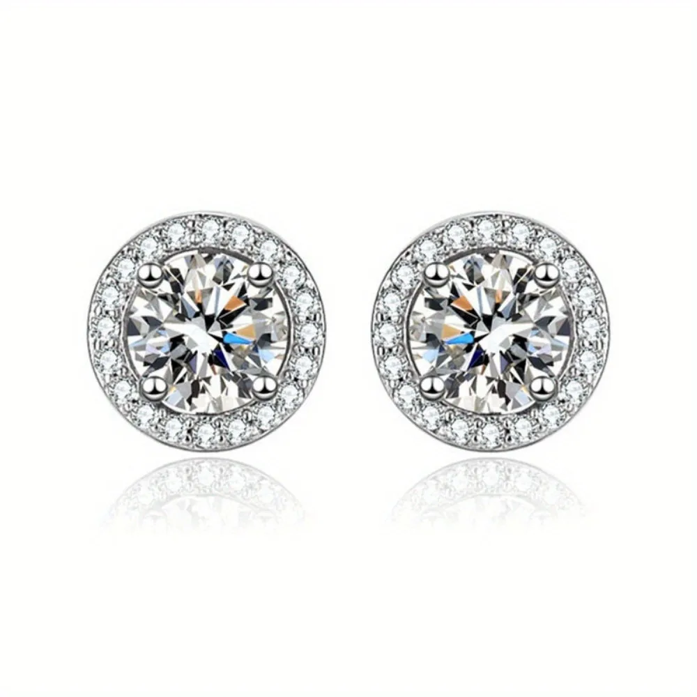1 Paar silberne Zirkonia Ohr stecker runde quadratische Diamant Ohr stecker für Frauen Männer