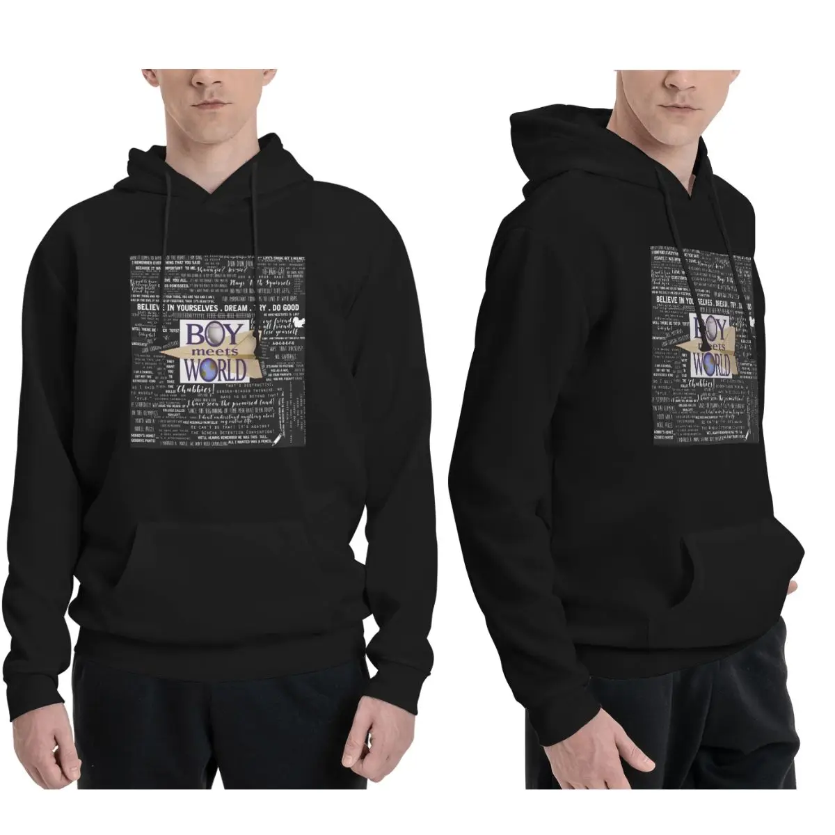 

Толстовки с надписью «Мальчик встречает мир», мужские и женские повседневные пуловеры, толстовки в стиле хип-хоп с длинными рукавами и капюшоном, осень-зима