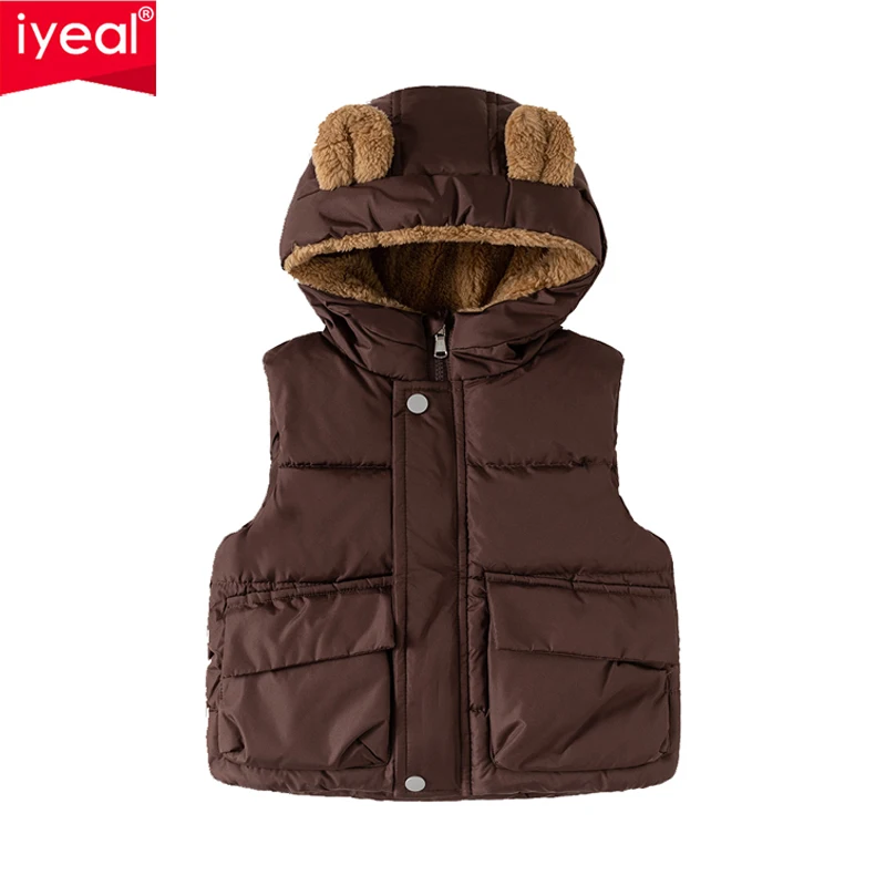 

IYEAL Autumn Winter Children's vest Warm Hooded Casual Jacket Boys Vests Girl Outdoor Clothes for Children Kids Baby Clothing