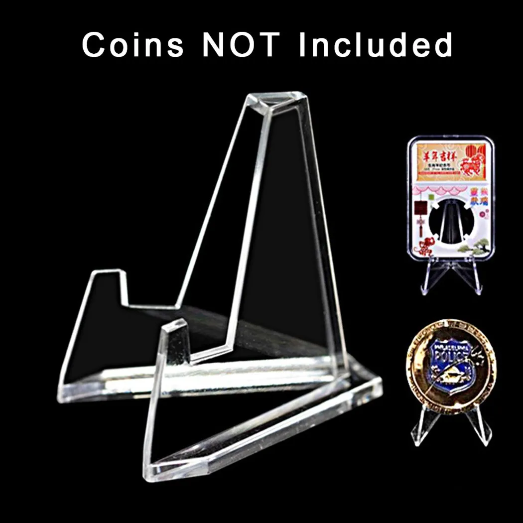 5/10/20 Clear Acrylic Coin Display Stand Holders for Small Easel Rack Card Commemorative Challenge Coin Capsule Holder Support