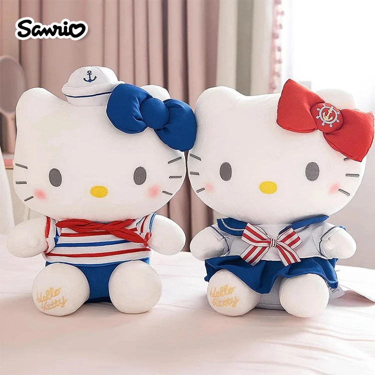 Anime Sanrio Navy Hello Kitty Kuromi Melody Cinnamoroll Kawaii Stuffed Plush Toys Cute Dolls Birthday Gift For Kid Baby Children