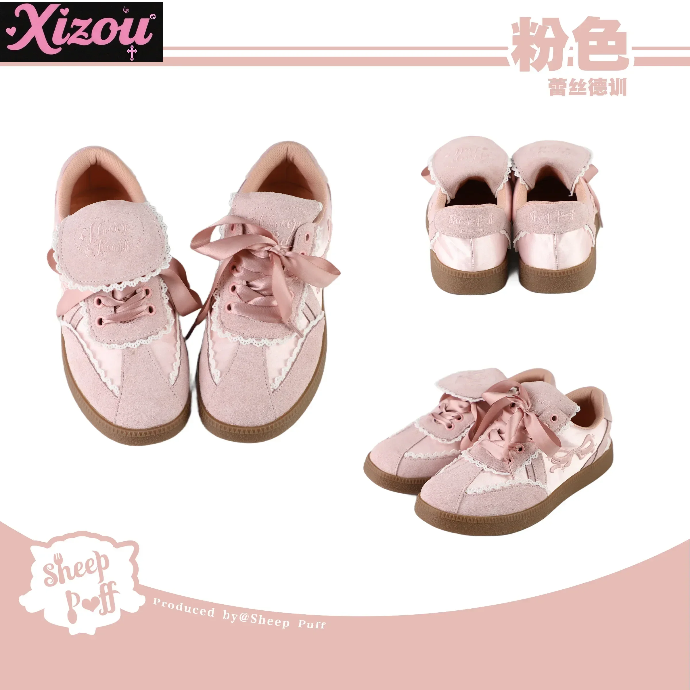 

Japanese Lolita Casual Versatile Girls Retro Training Shoes New Spring and Autumn Women's Lace Embroidery Space-up Sports Shoes