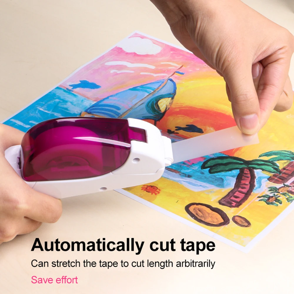 1Pcs Automatic Tape Dispenser Hand-held One Press Cutter Stationery Tape Holder Transparent Hand-held Tape Machine Wrapping